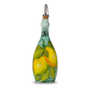 Bottiglia olio in ceramica decorata limoni 750 ml