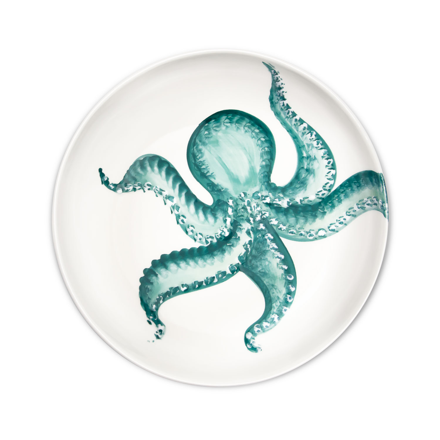 Piatto fondo in ceramica decorata polpo
