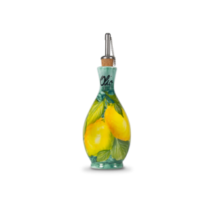 Bottiglia olio in ceramica decorata limoni 250 ml