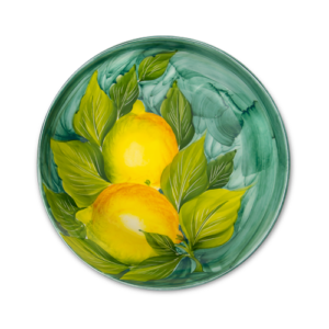 Piatto fondo in ceramica decorata limoni