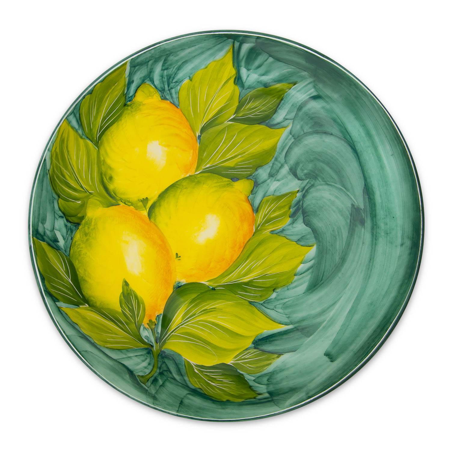 Piatto piano in ceramica decorata limoni