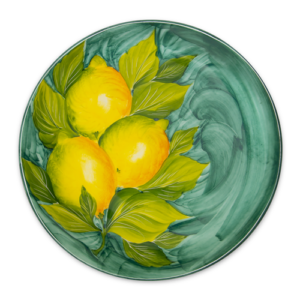Piatto piano in ceramica decorata limoni
