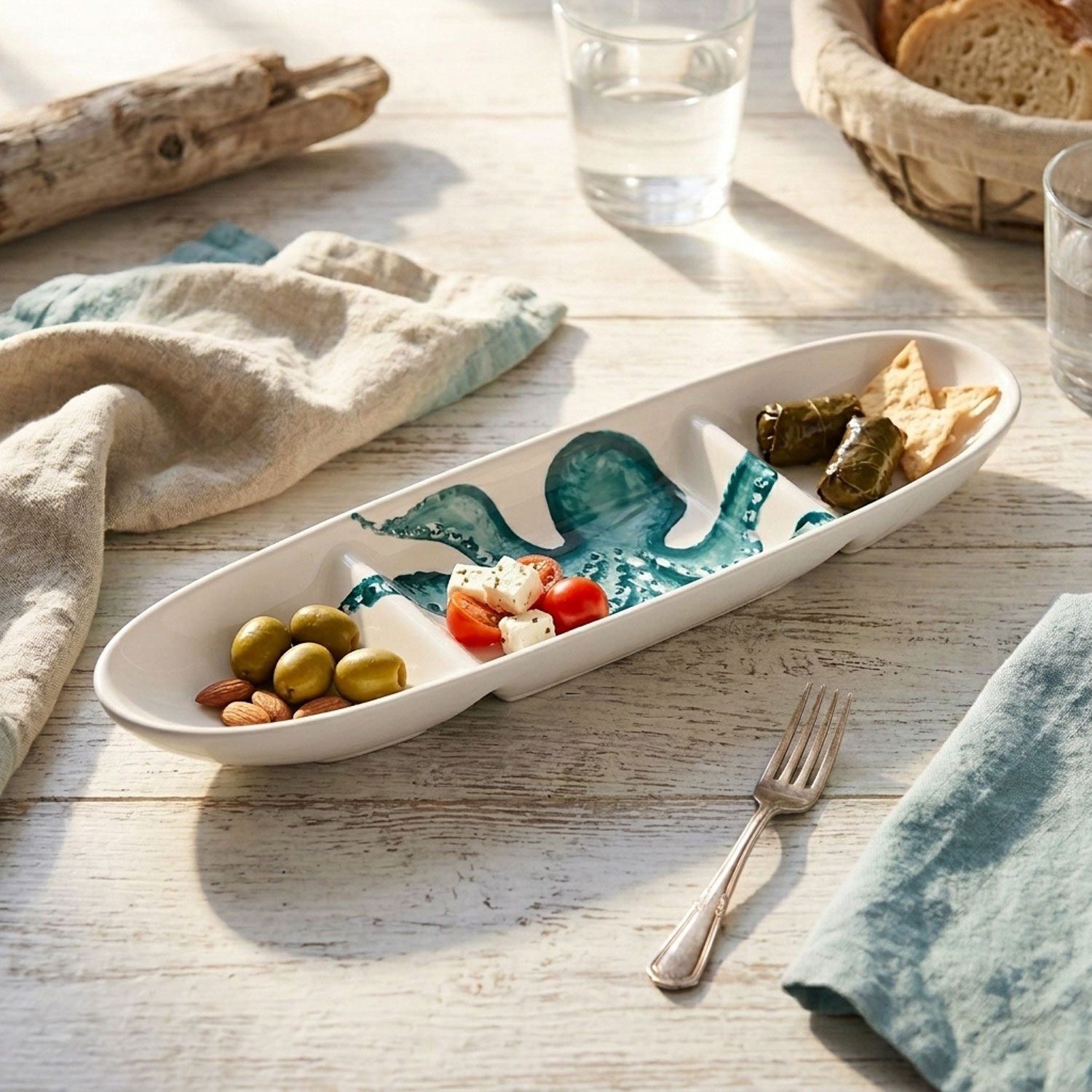 Appetiser tray with octopus