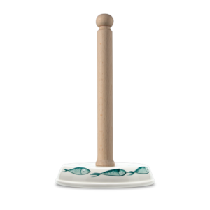 Portarotolo da cucina in ceramica decorata pesci