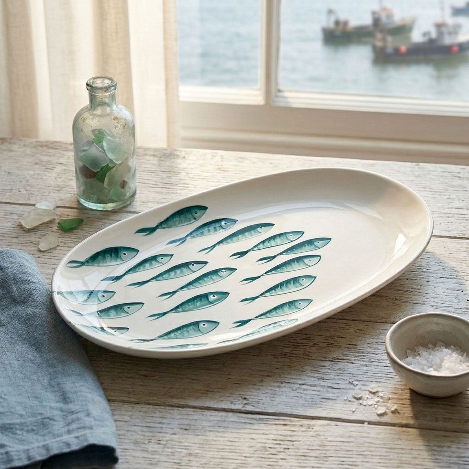 Serving tray with fishes