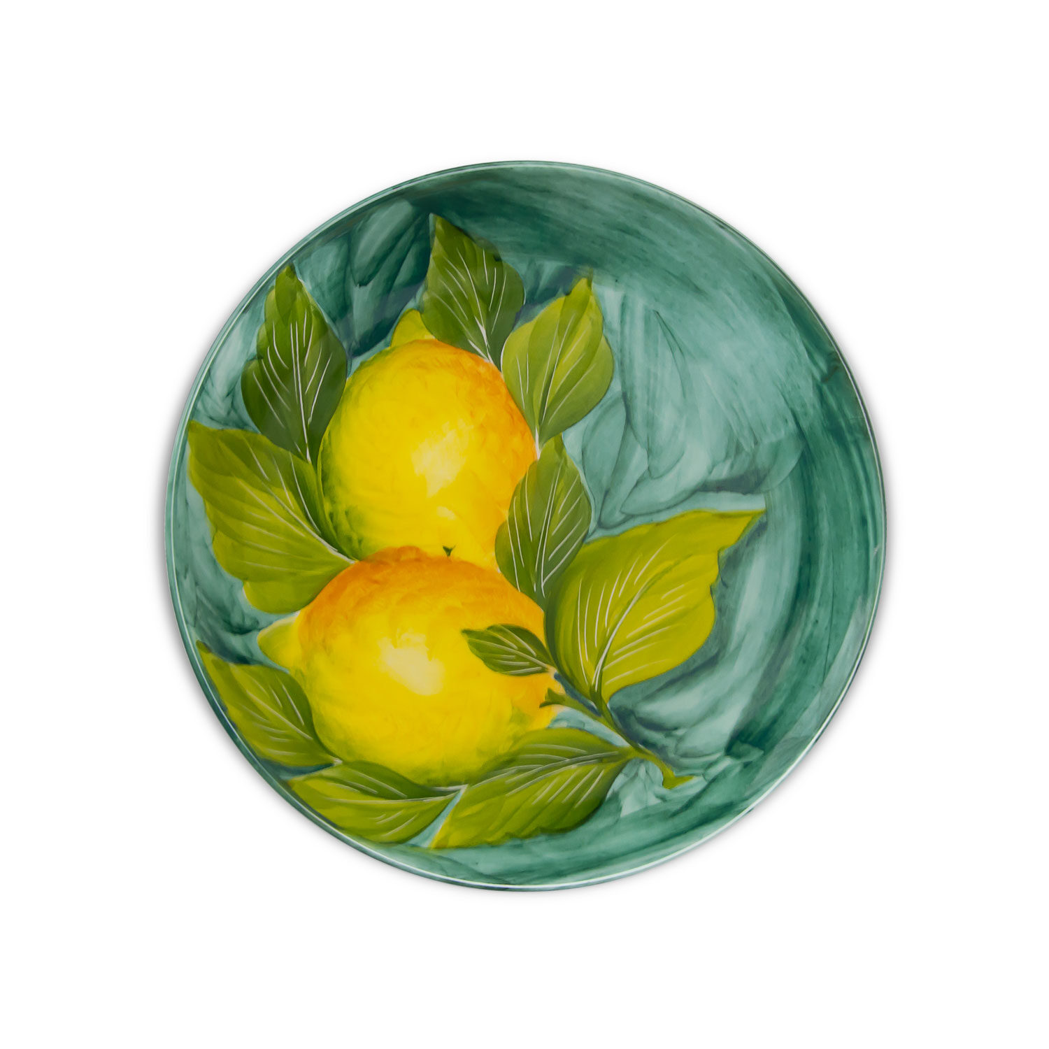 Piatto frutta in ceramica decorata limoni