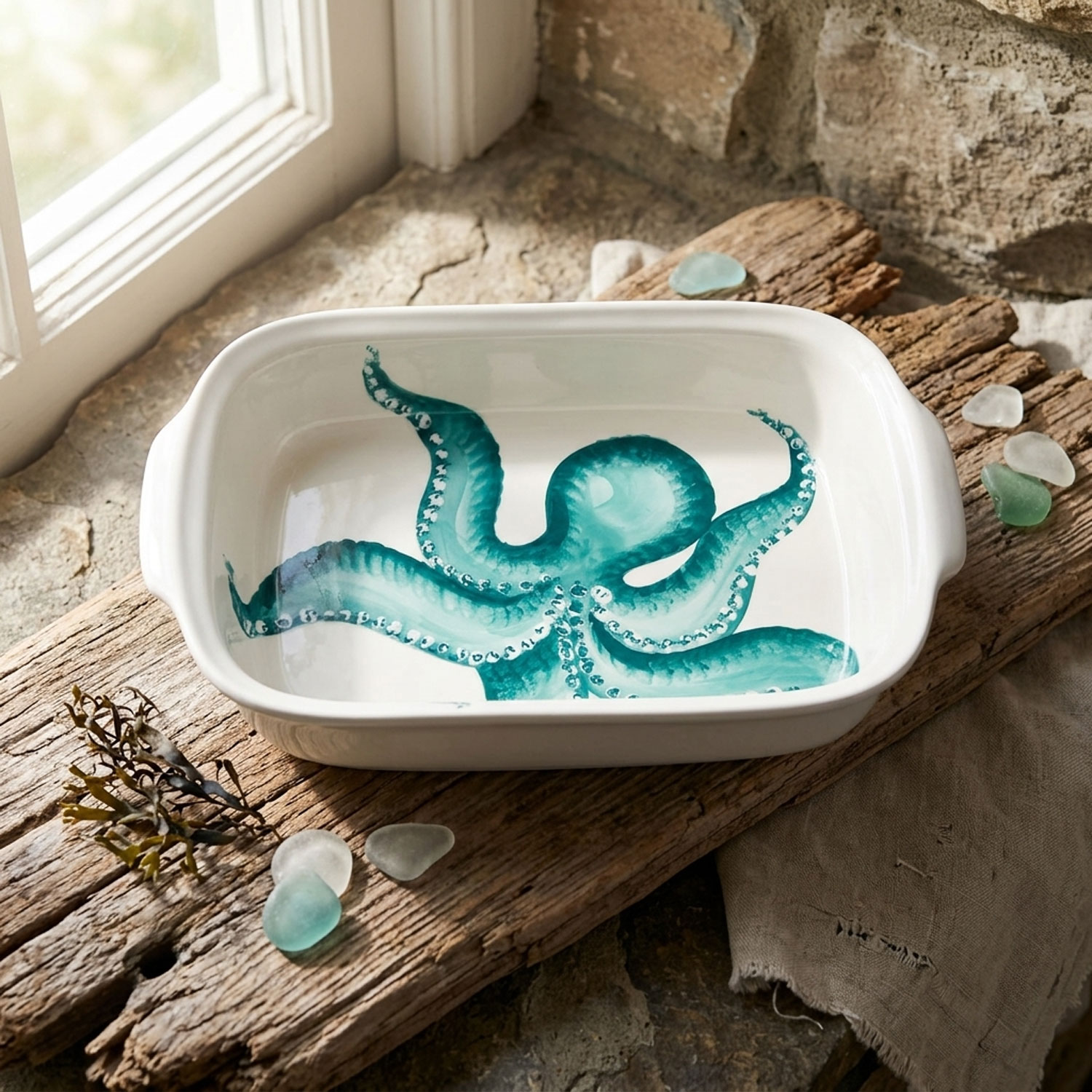 Serving tray with octopus