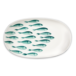Piatto da portata in ceramica decorata pesci