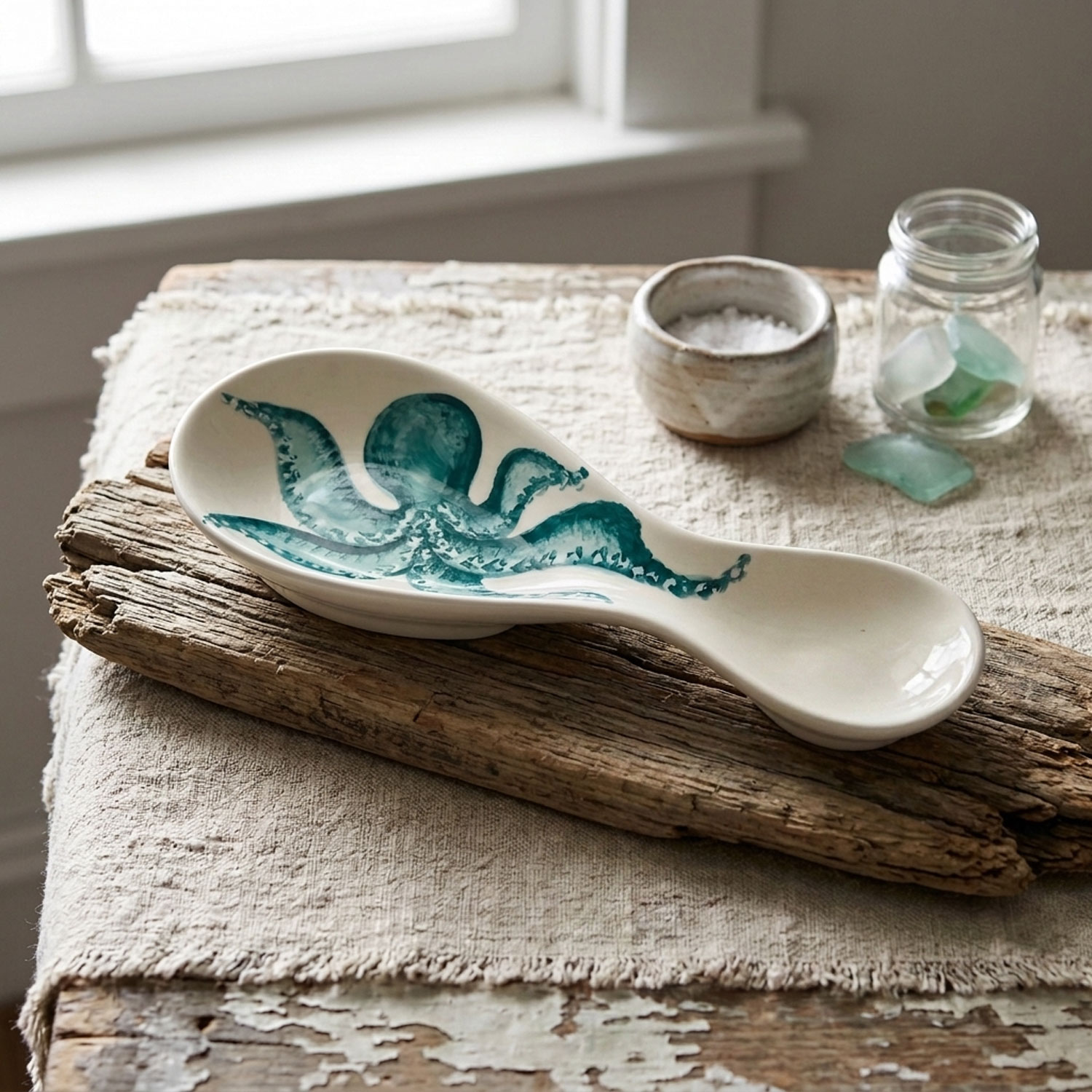 Poggiamestolo in ceramica decorata polpo
