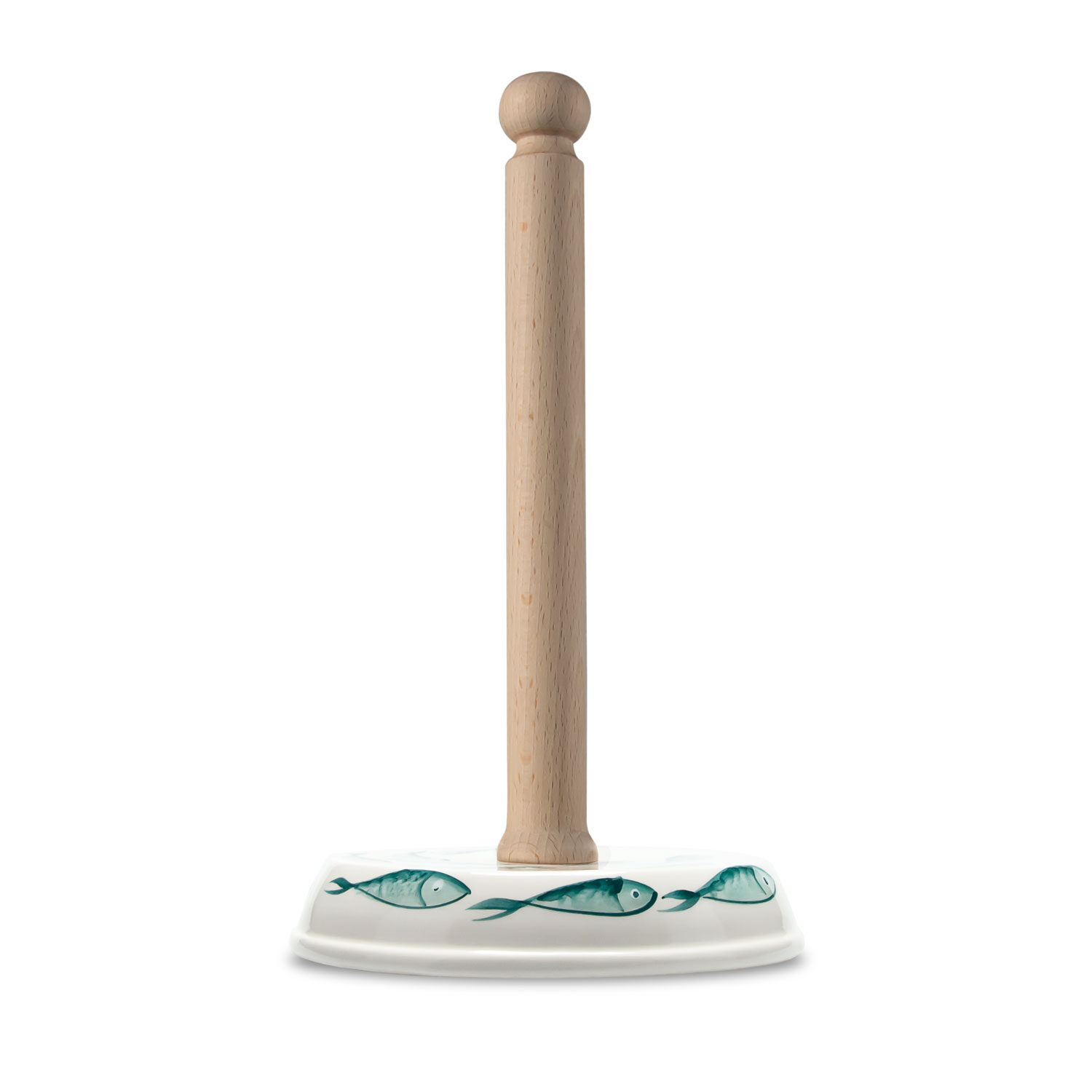 Portarotolo da cucina in ceramica decorata pesci
