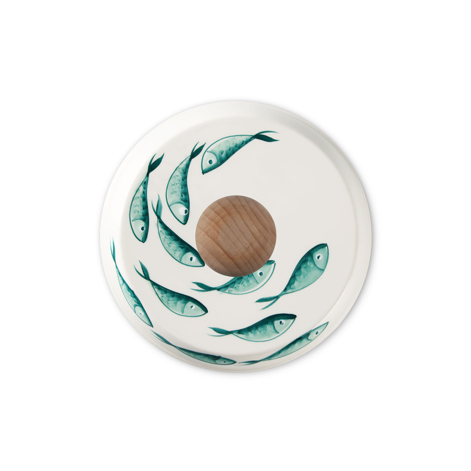 Portarotolo da cucina in ceramica decorata pesci