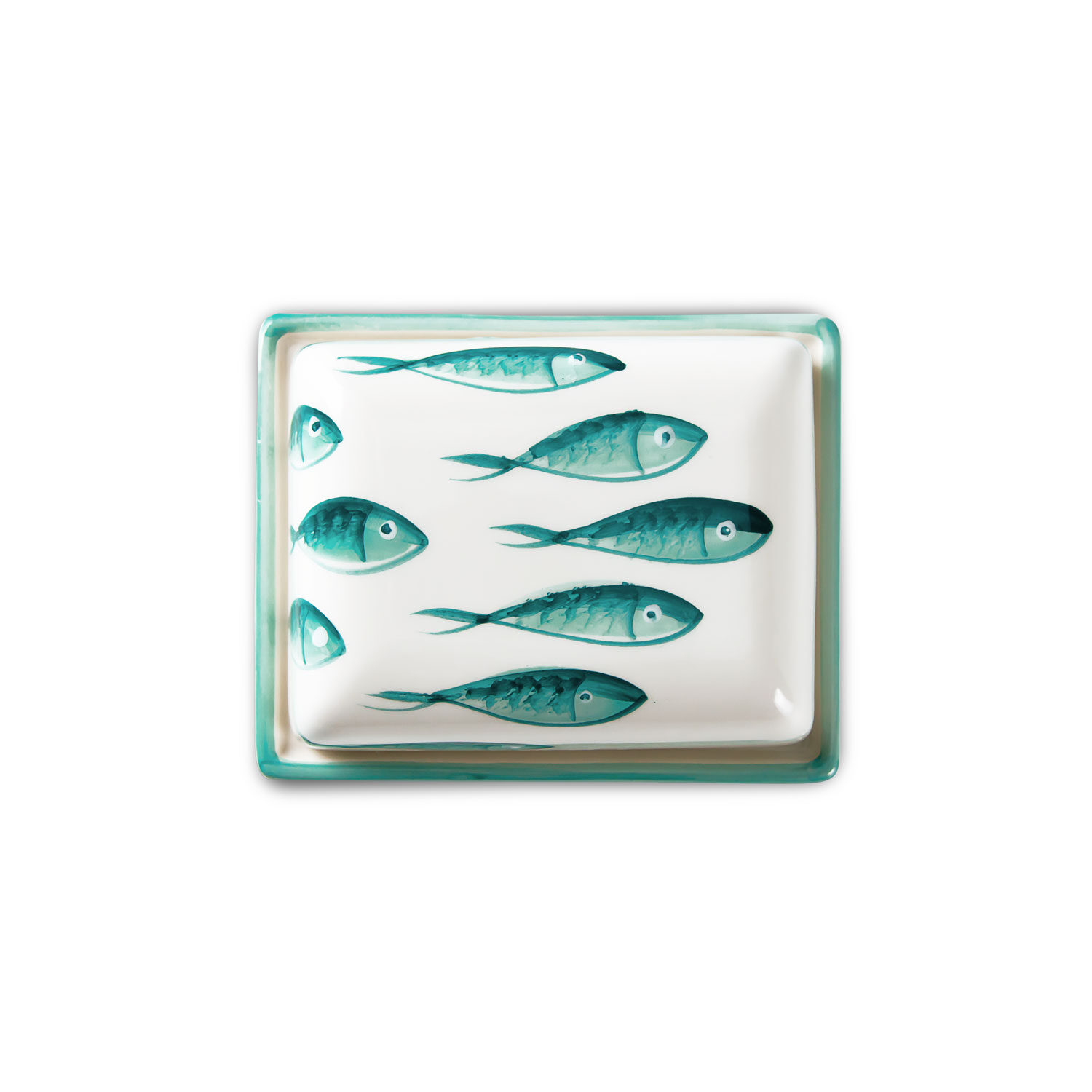 Burriera in ceramica decorata pesci