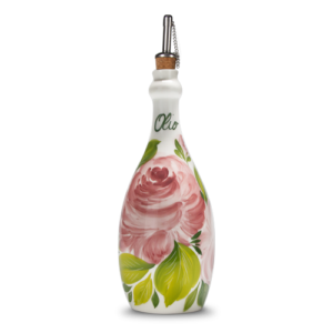 Bottiglia olio in ceramica decorata rose 750 ml