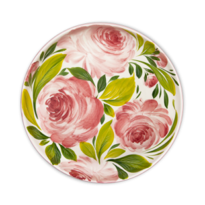 Piatto fondo in ceramica decorata rose