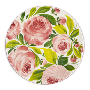 Piatto piano in ceramica decorata rose