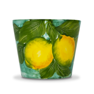 Vaso in ceramica decorata limoni