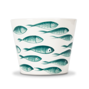 Vaso in ceramica decorata pesci