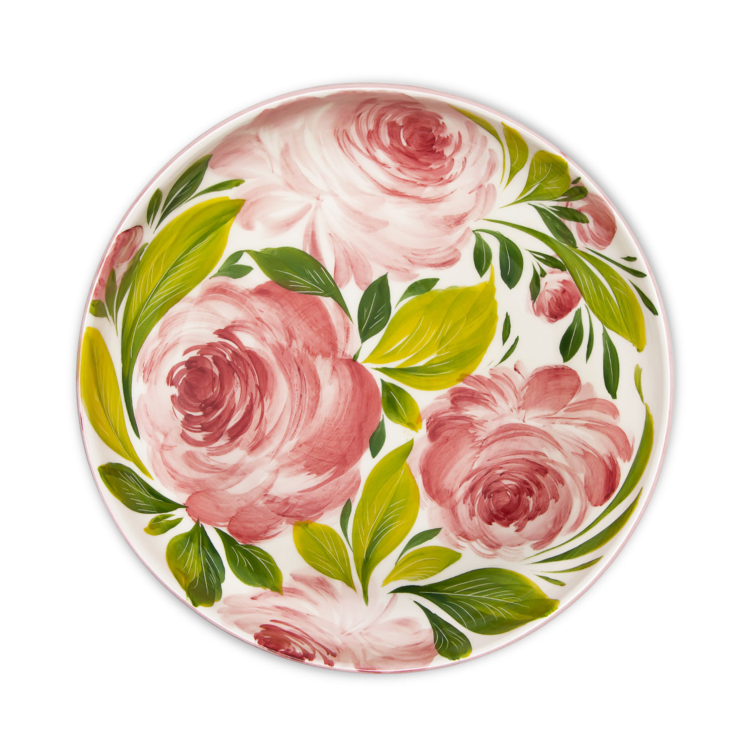 Piatto fondo in ceramica decorata rose