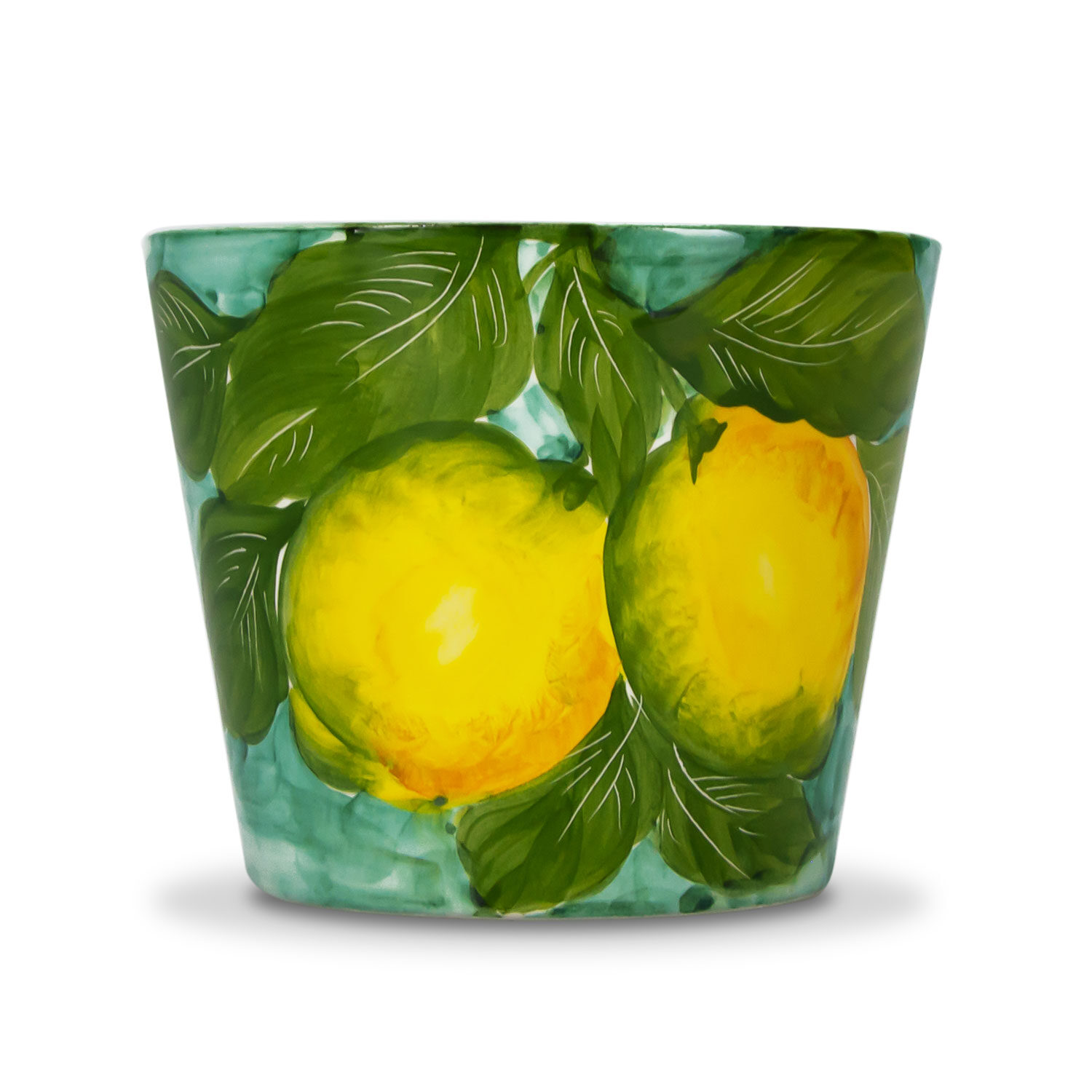 Vaso in ceramica decorata limoni