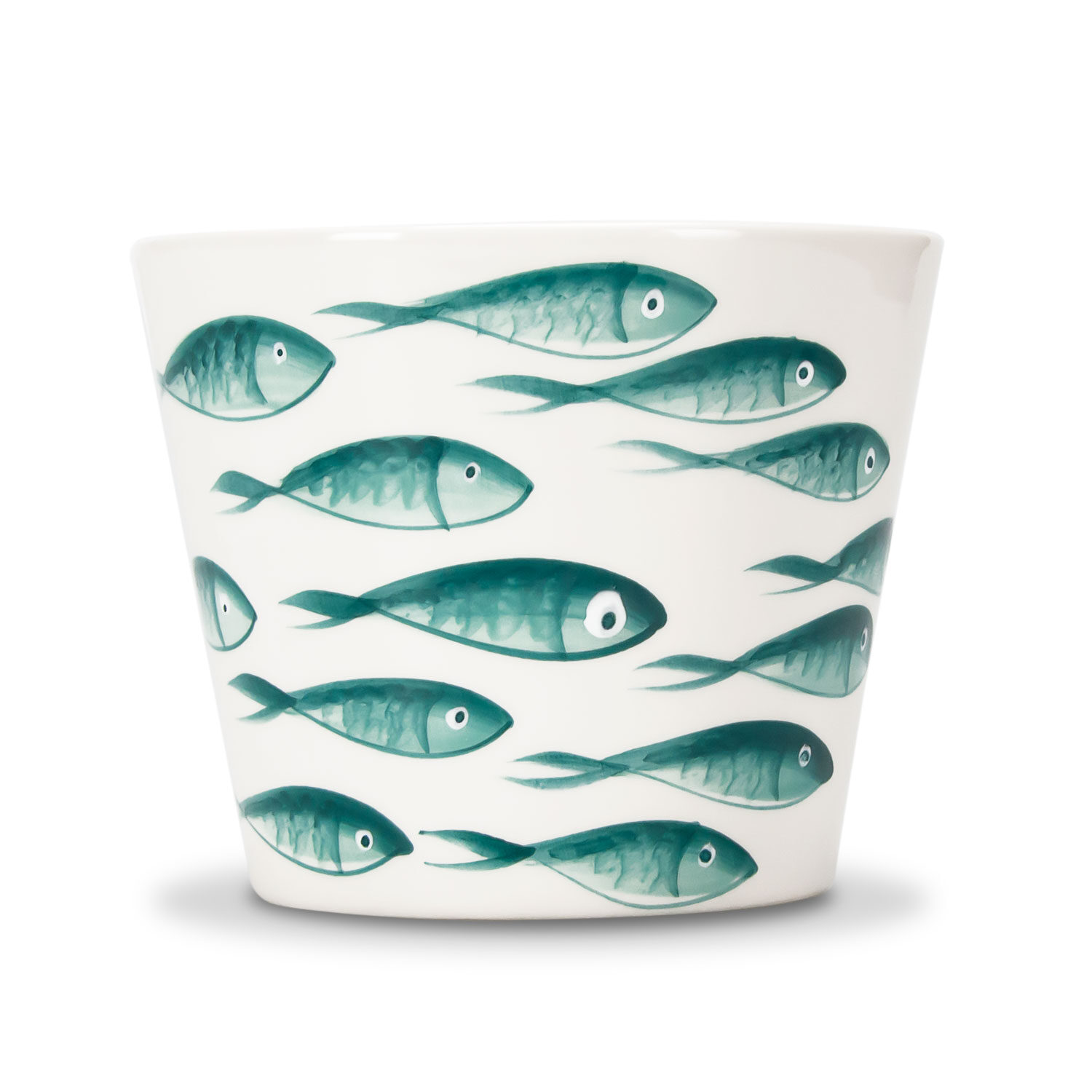 Vaso in ceramica decorata pesci