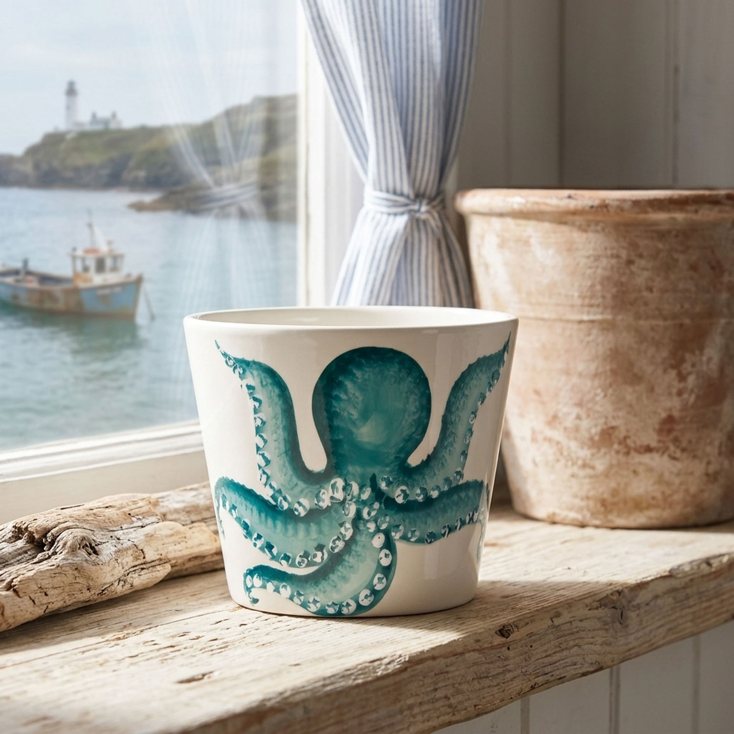 Vaso in ceramica decorata polpo