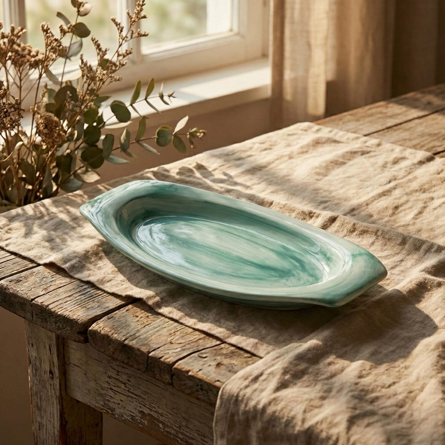 Vassoio da aperitivo in ceramica decorata tiffany