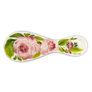 Poggiamestolo in ceramica decorata rose