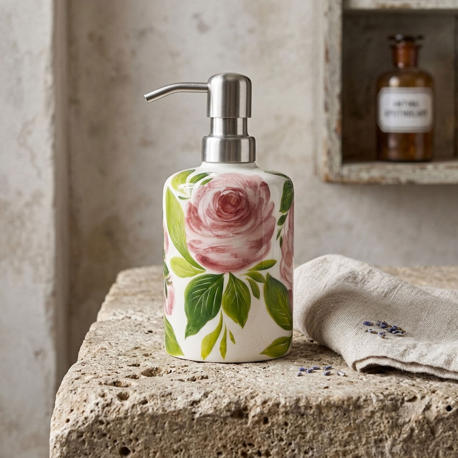 Seifenspender mit rosen