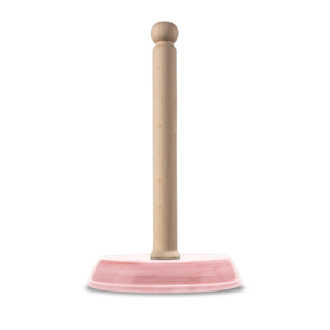 Portarotolo da cucina in ceramica decorata rosa