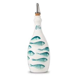 Bottiglia olio in ceramica decorata pesci 750 ml