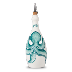 Bottiglia olio in ceramica decorata polpo 750 ml