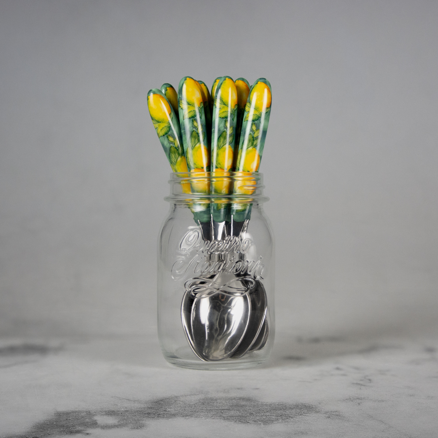 Cucchiaio da tavola con manico decorato limoni