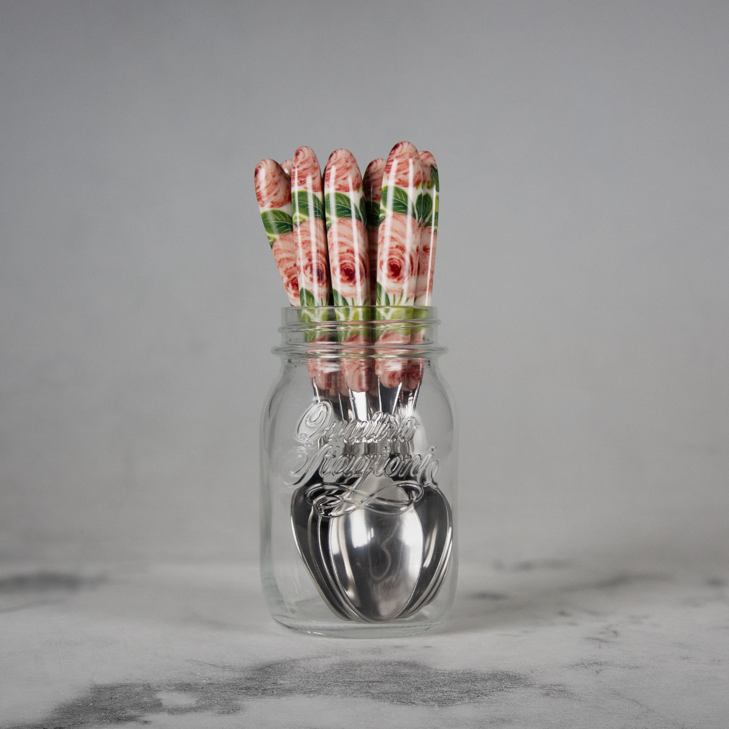 Cucchiaio da tavola con manico decorato rose