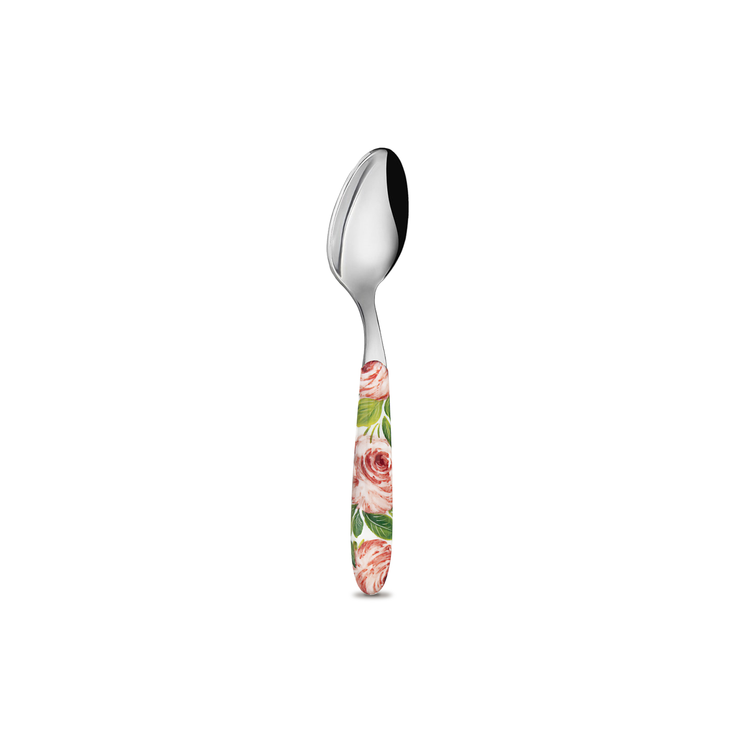 Tazza in ceramica decorata e cucchiaino rose