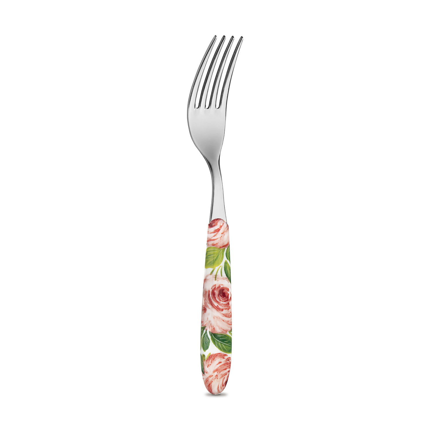 Forchetta da tavola con manico decorato rose