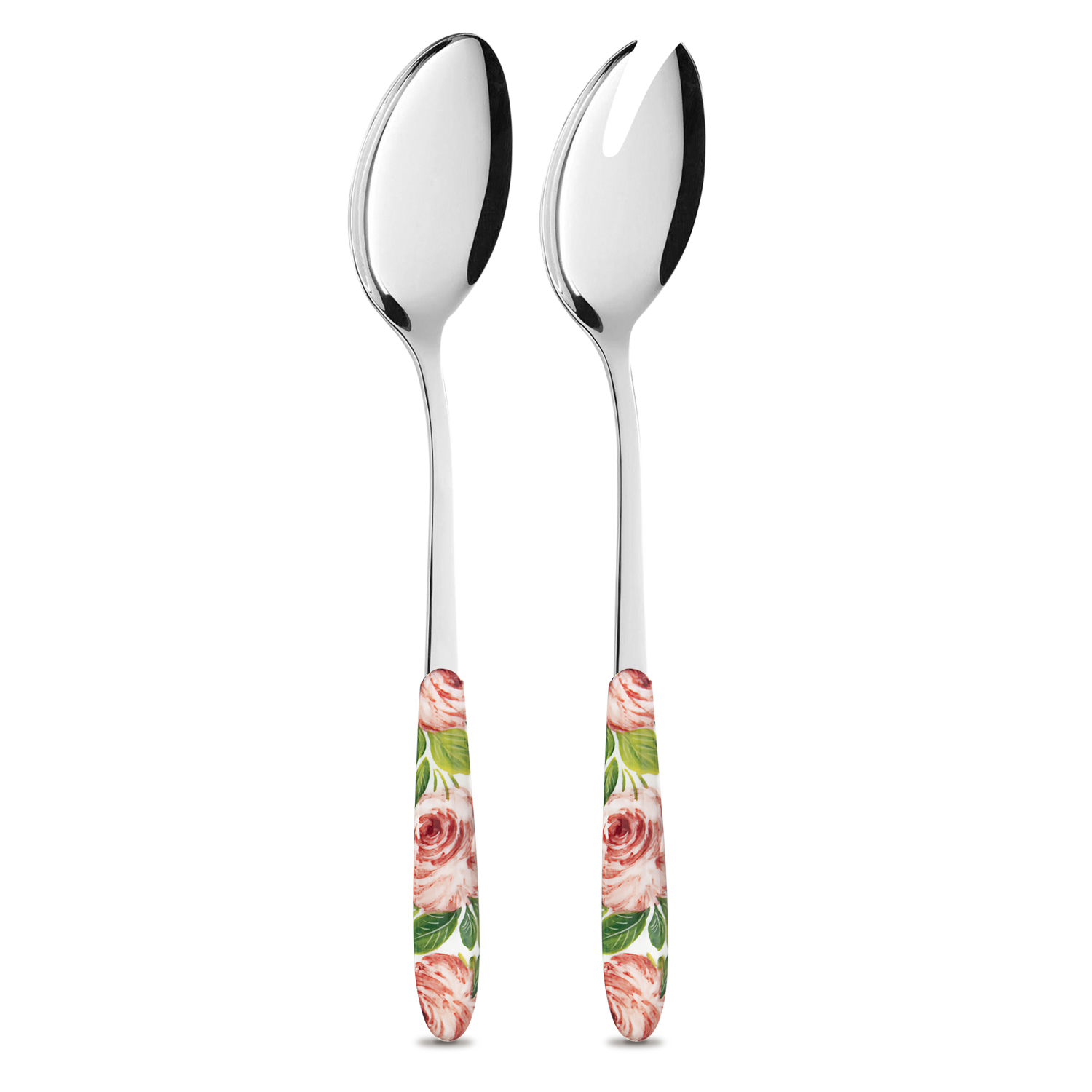 Set insalata in ceramica decorata rose