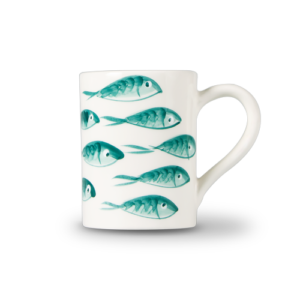 Tazza in ceramica decorata pesci