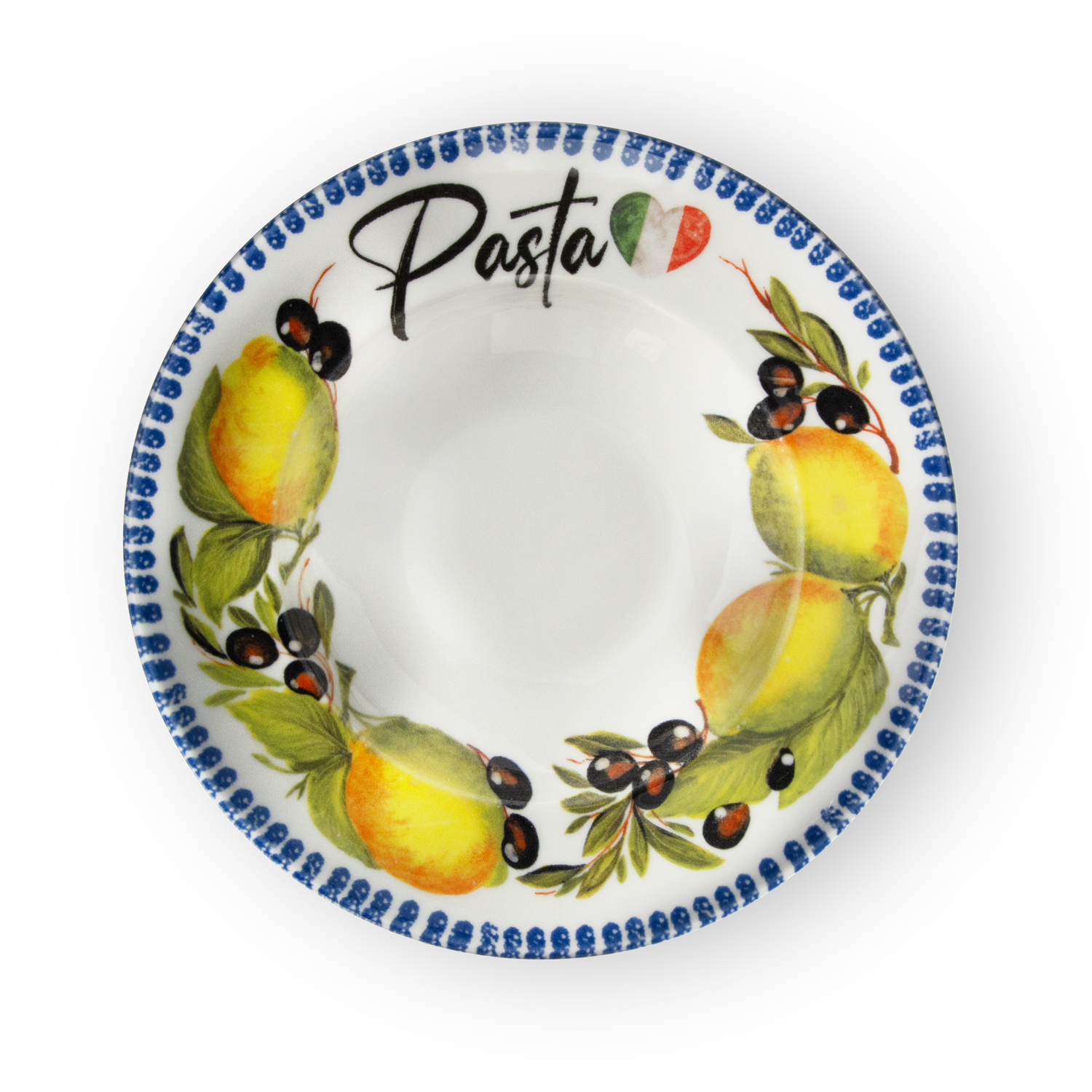 Set piatti pasta in porcellana decorata limoni olive da 27