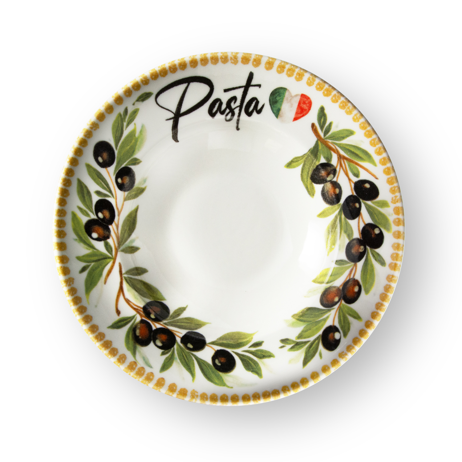 Set piatti pasta in porcellana decorata olive da 27