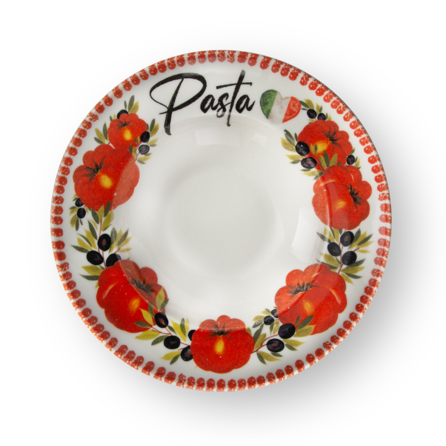 Set piatti pasta in porcellana decorata pomodori da 27