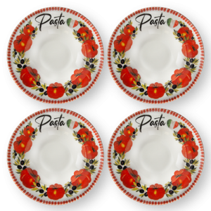 Set piatti pasta in porcellana decorata pomodori da 27