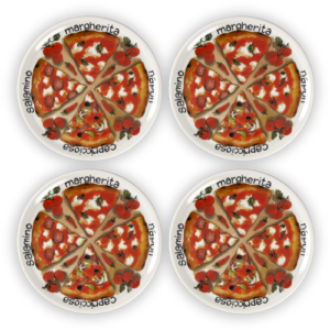 Set piatti pizza in porcellana decorata spicchi