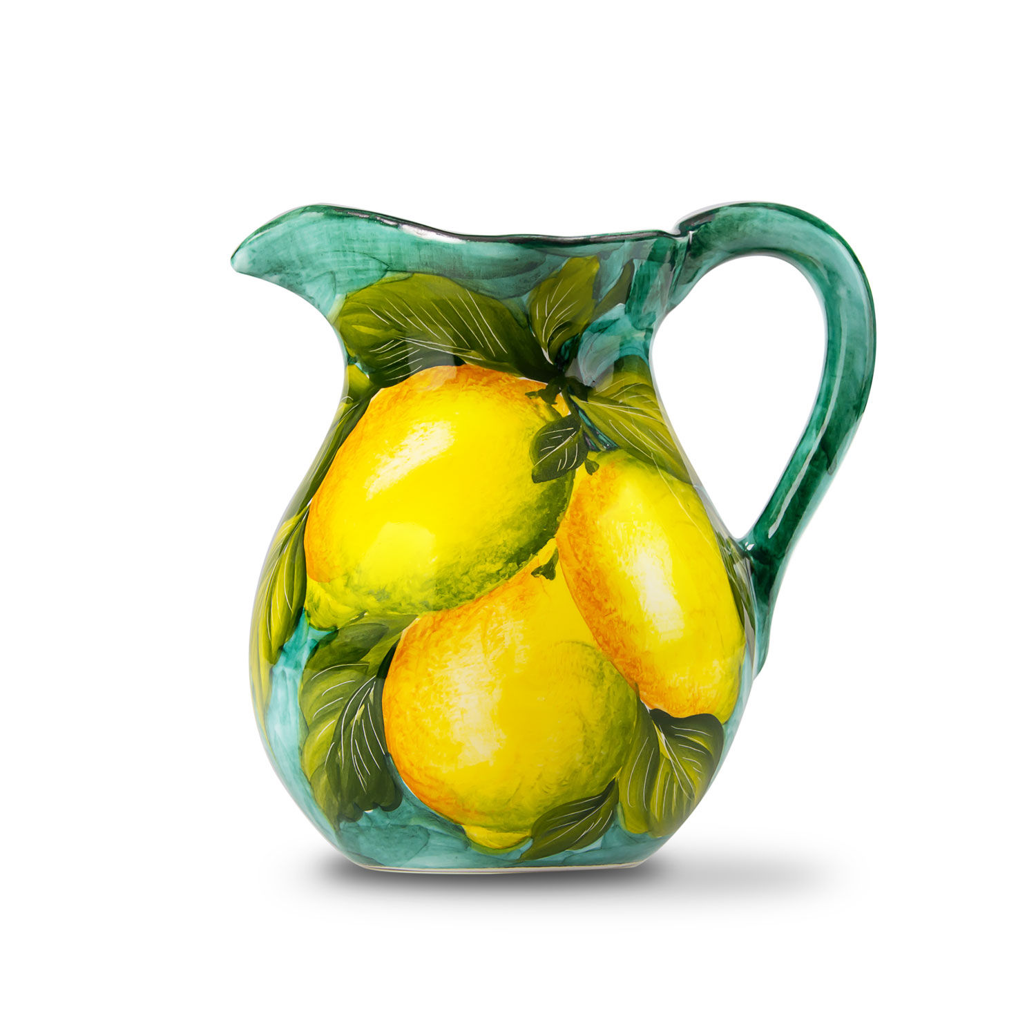Brocca caraffa in ceramica decorata limoni