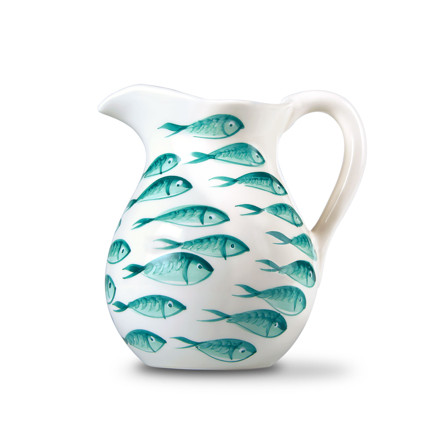 Brocca caraffa in ceramica decorata pesci
