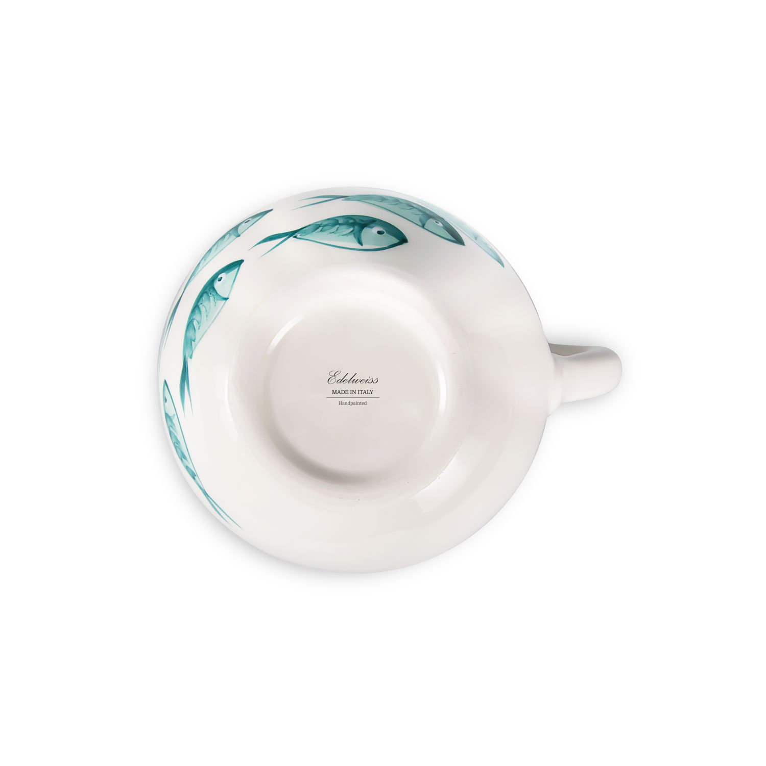 Brocca caraffa in ceramica decorata pesci