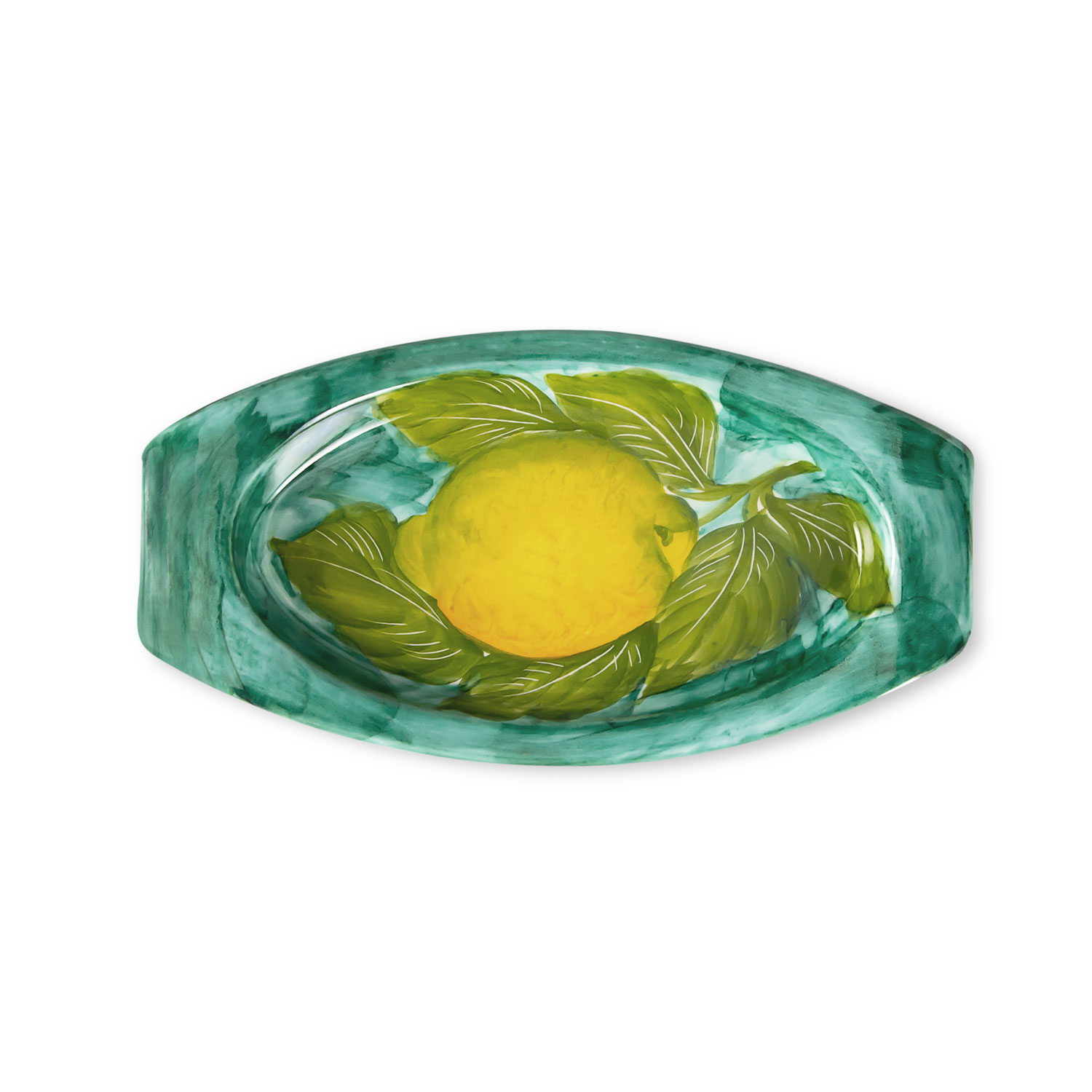 Vassoio da aperitivo in ceramica decorata limoni