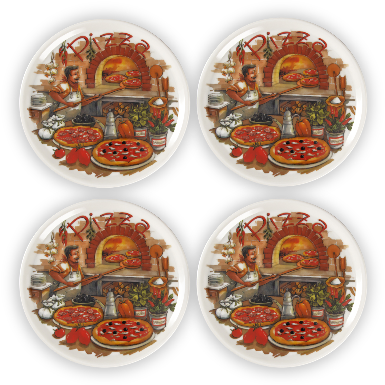 Pizza teller set mit Pizzabäcker
