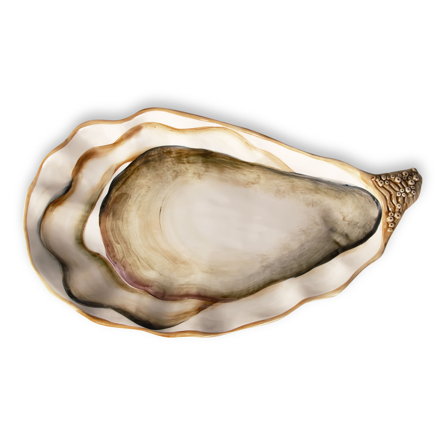 Vassoio grande in ceramica decorata ostrica