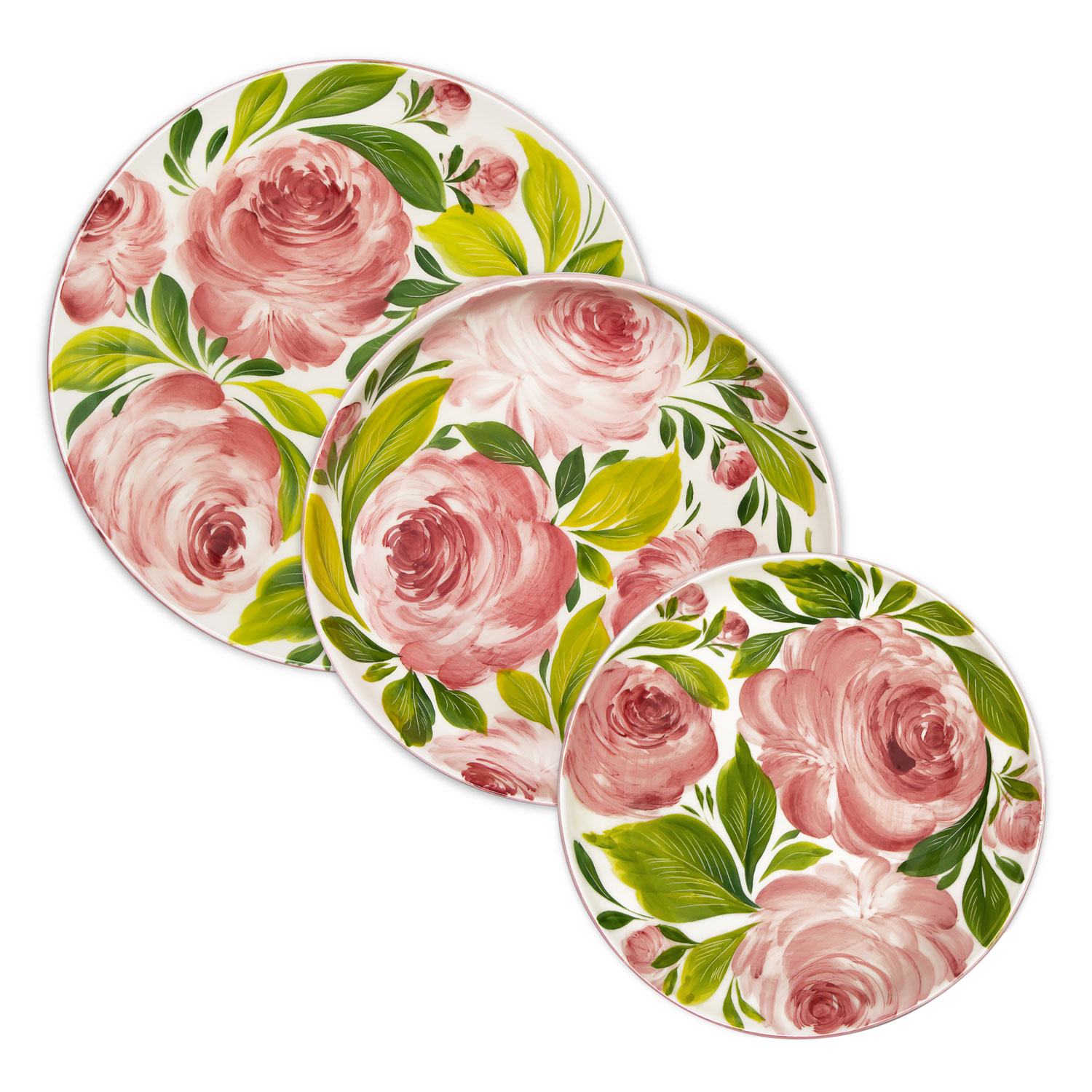 Set piatti in ceramica decorata rose