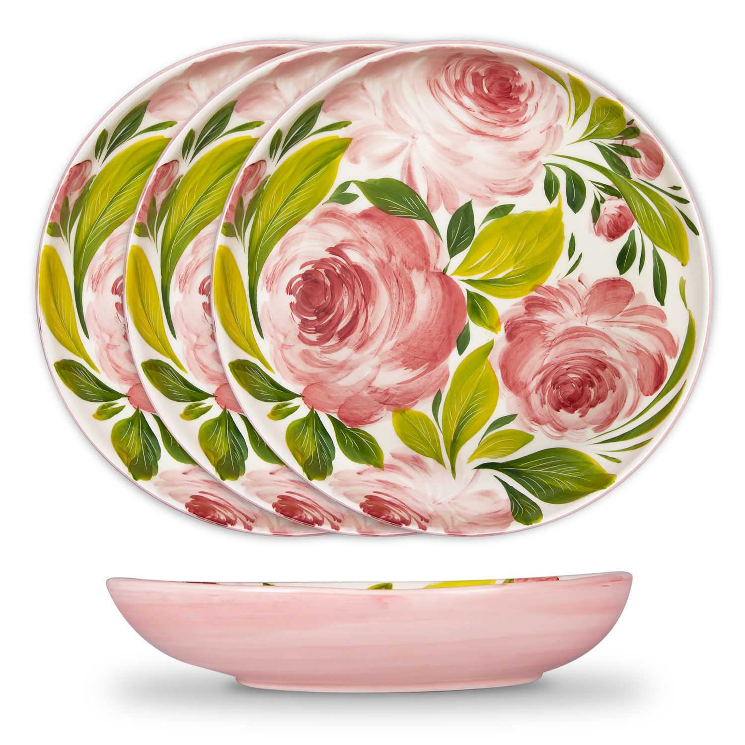 Set piatti in ceramica decorata rose